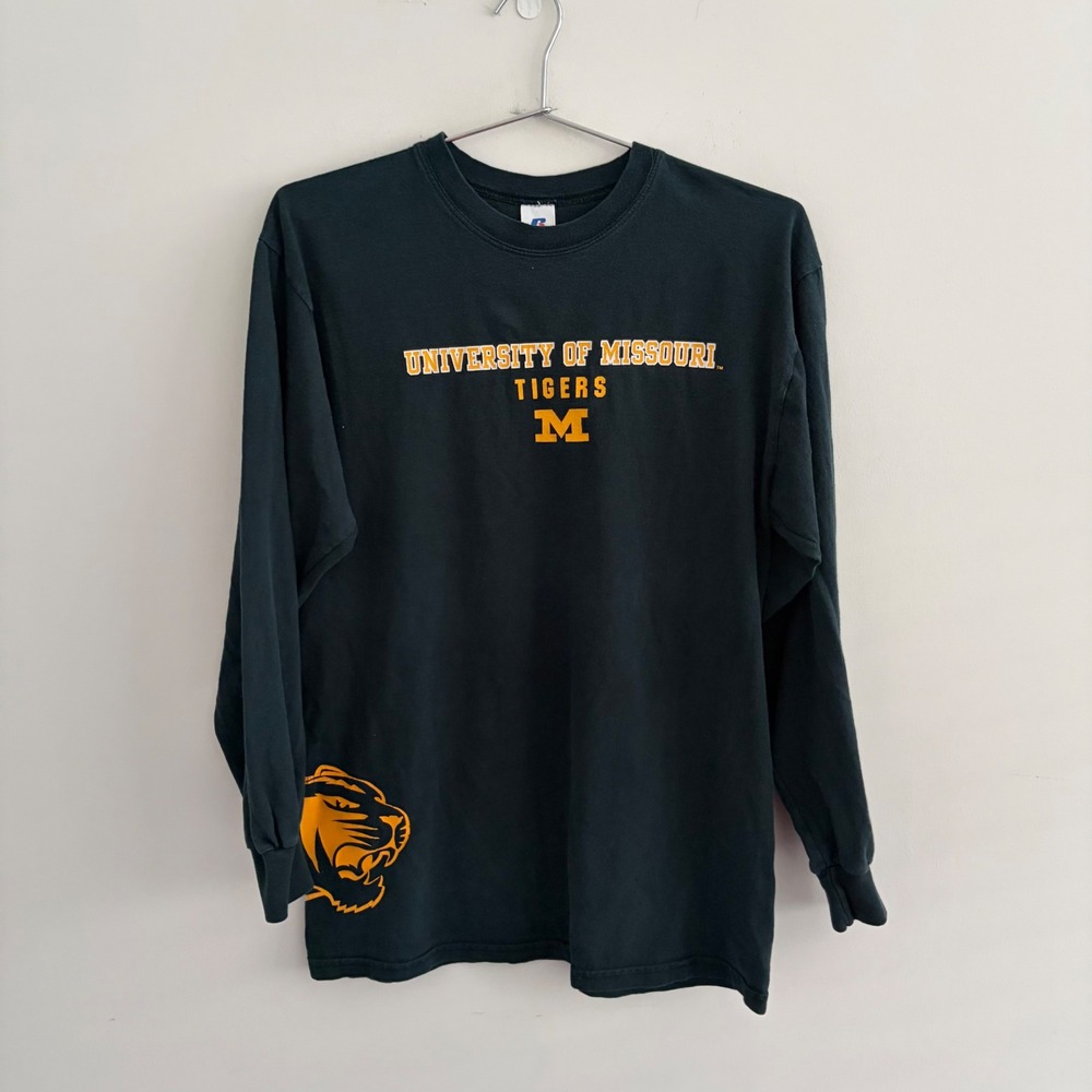 Russell Athletic University of Missouri Mizzou Tigers Long Sleeve Shirt Black M